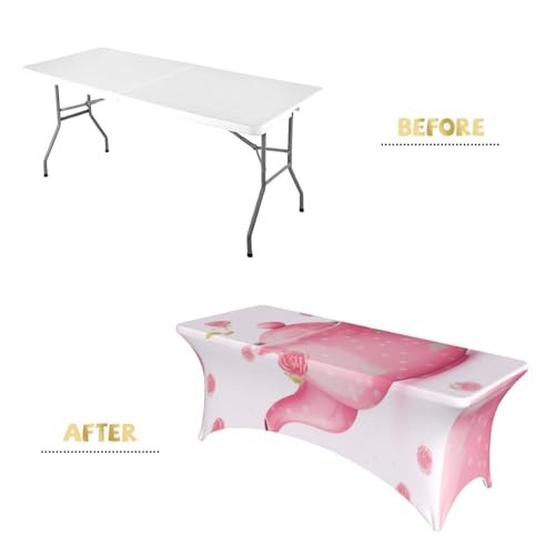 Nappe infroissable rose pour table rectangulaire 1,8 m lavable et facile à installer - 5
