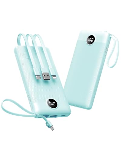 VEEKTOMX 10000mAh Portable Charger with Built-in Cables...