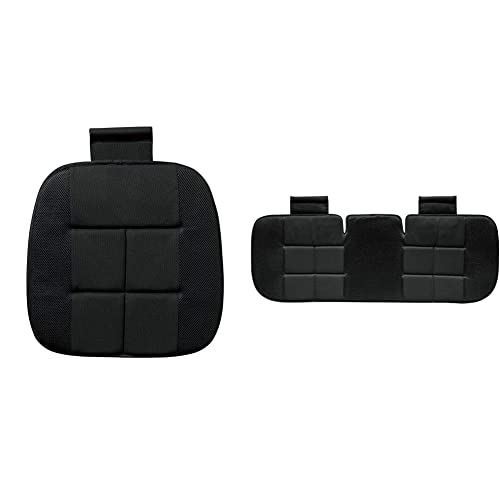 ボンフォーム(BONFORM) シートクッション 竹炭プレーン 前席2枚・後席1枚セット ブラック ストッパー付き