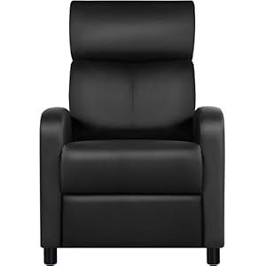 Yaheetech Relaxsessel Fernsehsessel Einzelsofa Ruhesessel mit Verstellbarer Beinablage Liegesessel aus Kunstleder Schwarz
