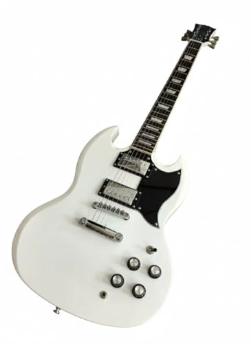 Guitarra eléctrica Cuerpo de caoba maciza Diapasón palisandro Humbucker doble 22 trastes 6 cuerdas(Classic White)