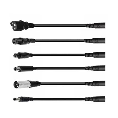 aixi-SHS 6 cavi adattatore DC 5521(5,5 x 2,1 mm) - Conversione a aviazione connettore GX12/GX16 12 mm, XLR (Canon), presa IEC e connettore DC 5525 -per monopattino elettrico 48 V, audio