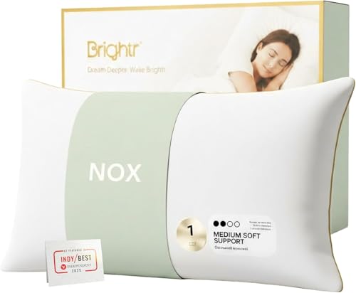 Brightr® ‘Nox’ Luxury Hotel Down Alternative Pillow for Neck Pain | Shoulder and Spinal Support Pillow for Side Sleepers | Osteopath Recommended | Height Adjustable | Soft