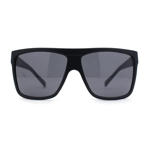 SA106 All Black Flat Top Mob Oversized Rectangular Sunglasses