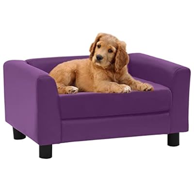 Keyur Pet Sofa, Dog Sofa Couch Dog Settee Dog Cat Bed Lounger Dog Sofa Foam Cushion Burgundy 60x43x30 cm Plush&Faux Leather