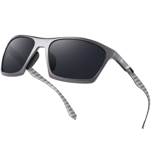 BIRCEN Men Sunglasses Polarized UV-Protection: Wrap Around Black Sport Shades for Mens Driving Fishing Golf