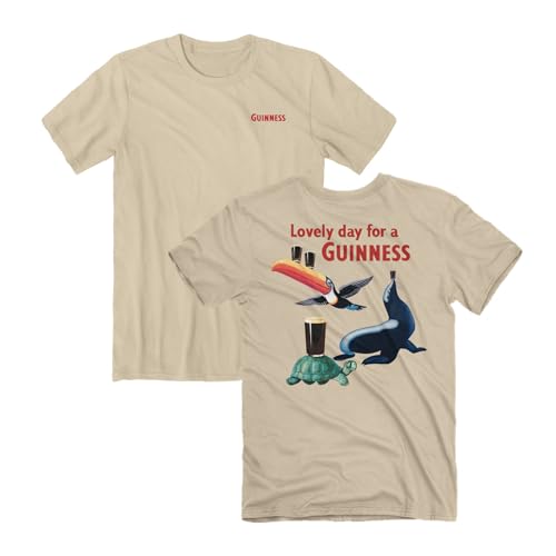 Guinness Iconic Characters Front and Back Print T-Shirt (US Alpha Large Regular Regular Multicolor)