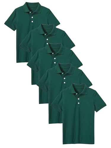 Image of Galaxy by Harvic Polo Shirt for Boys - 5 Pack School Uniform for Boys, Tagless Cotton Blend - Soft Comfortable Everyday Wear