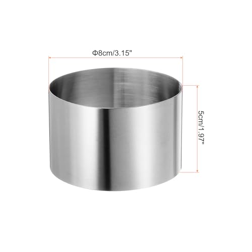 Anillos redondos para tartas de acero inoxidable sin costuras, pack de 2 moldes de 3.14 x 2" 3