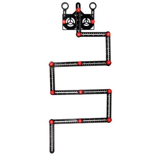 QWORK® Template Tool, 12 Sides Winkelschablone Multi Winkel Lineal mit Tile Positioning Aperture für Architekt Fliesen Tischler Holzarbeiten Plasterer
