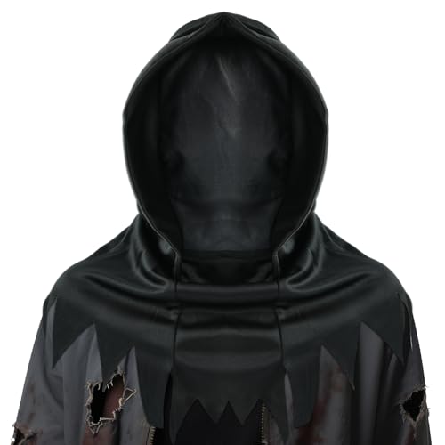 Máscara preta Halloween assustadora máscara facial completa sem rosto com capuz para disfarces respirável máscaras de cabeça completa para adultos unissexo de cosplay carnaval acessório