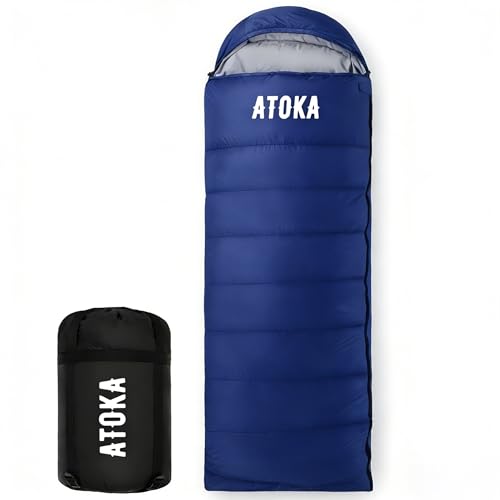 寝袋 ATOKA シュラフ 封筒型 軽量 保温 冬用 夏用 1.0Kg 1.4Kg 1.8Kg コンパクト オールシーズン 快適温度 簡単収納 軽量 中綿 登山 車中泊 防災用 アウトドア キャンプ 丸洗い可能 春夏秋冬の使用可能 収納袋付