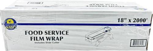 Sunset Food Service Plastic Film Wrap - 18" x 2000' - Includes Safety Blade