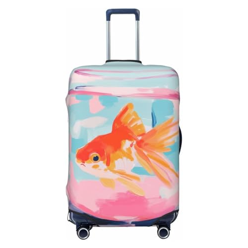 Goldfish In A Round Fishbowl Elastic Travel Luggage Covers Dustproof Scratch-Resistant Suitcase Protector Fit 22-24 Inch