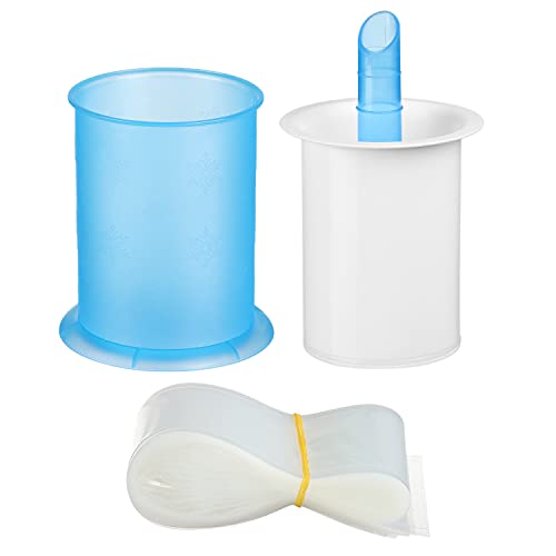 DIY Ice Maker with 20 Pack Disposable Ice Popsicle Mold Bags, Reusable Easy Release Freeze Pops Maker BPA Free Freezer Tubes Ice Pop Pouches for Yogurt Sticks, Juice, Ice Candy Pops