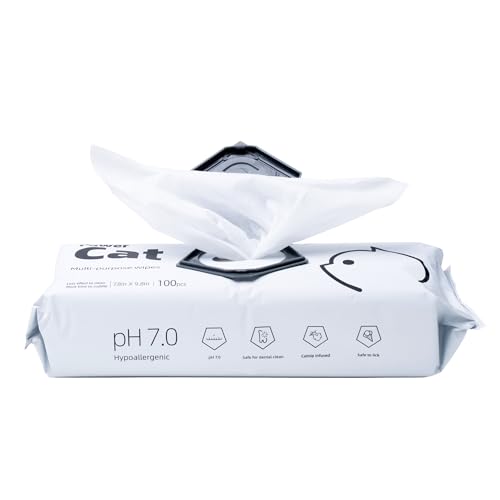 Cat Cleaning Wipes – Catnip-Infused, Fragrance-Free Grooming Wipes Made with Food-Grade Formula, Helps Reduce Plaque & Gently Clean Fur, Paws, & Teeth, 100 Count