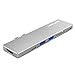 Produktbild WAVLINK USB C Hub, 7-in-2 Typ C Adapter mit Thunderbolt 3 USB C Port, 4K HDMI, USB C und 2 USB A Datenanschlüsse, SD/TF Kartenleser, 100W PD Mini Dockingstation für MacBook Pro 2016+ Silber