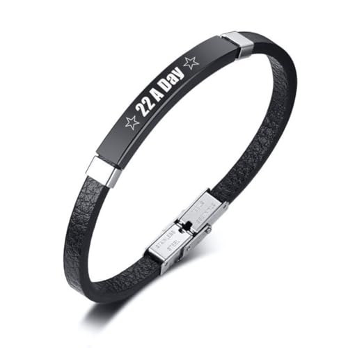 22 A Day Bracelet for Men,Military Veterans Leather Bracelets Memorial Gift Army Navy Airforce Firefighter Jewelry for Independence Day,Support,PTSD Awareness