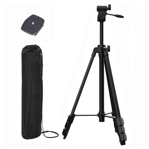 Trépied en aluminium pour nivellement laser de 148 cm de hauteur et 0,65 kg léger avec niveau de bulles, plaque de déclenchement rapide avec filetage de vis 1/4'-20 pour appareil de nivellement de