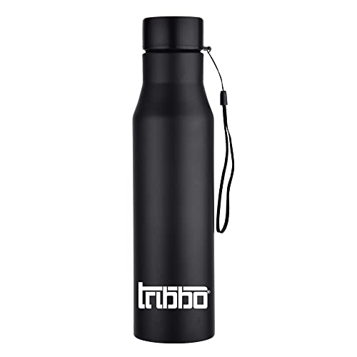 Image of TRIBBO Stainless Steel Water Bottle 1 Litre, Water Bottles for Fridge, School,Gym,Home,Office,Boys, Girls, Kids, Leak Proof(Black,1000 ML,Sipper Cap, Set of 1, Model-Diana)