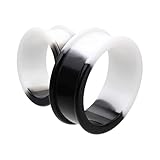 Covet Jewelry Two Tone Black & White Supersize Flexible Silicone Double Flared Ear Gauge Tunnel Plug (1-1/8