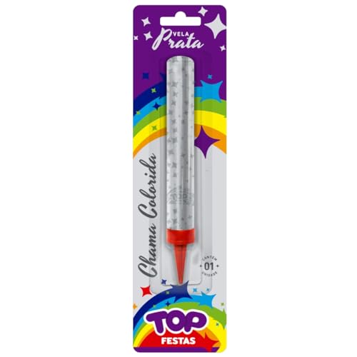 Vela Indoor Vulcão P/Festas Garrafa Champanhe Kit C/ 10 Und (Prata)