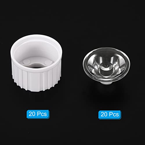 Image of PATIKIL 20mm LED Lens 30 Degree with Plastic Holder, 20 Set Acrylic Optical Lenses for 1W 3W High Power LED Light, White /Transparent