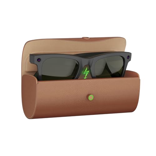 VAWVVA Charging Case for Meta Ray-Ban Glasses - 3500mAh Rechargeable Travel Charger for Wayfarer Skyler Headliner & Oakley (Brown)