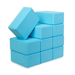 Sunshine Yoga 4″ Yoga Block, 10 Pack Bulk EVA Foam Yoga Blocks, Firm and Supportive Yoga Brick, Balance Foam for Stretching, Pilates, and Workout, 4″ x 6″ x 9″
