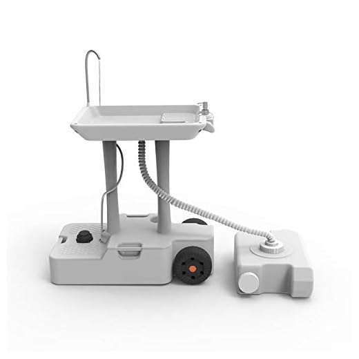 Rolling Portable Camping Wash Sink - Outdoor Hand Washing Station with 6.3Gal Recovery Water Tank, Perfect for Events, RV, Boat, Camper