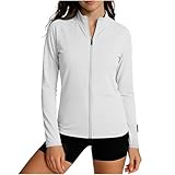 Foweknow Sportjacke Damen Langarm Laufjacke Sportshirt Sport Oberteil Gym Yoga Funktionsshirt Laufshirt Mit Reißverschluss Leichte Atmungsaktive Trainingsjacke Ohne Kapuze Wanderjacke