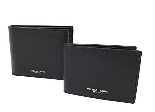 Michael Kors Men's Harrison Billfold With Passcase Leather Wallet No Box Included,Slim (Black) #TOP1