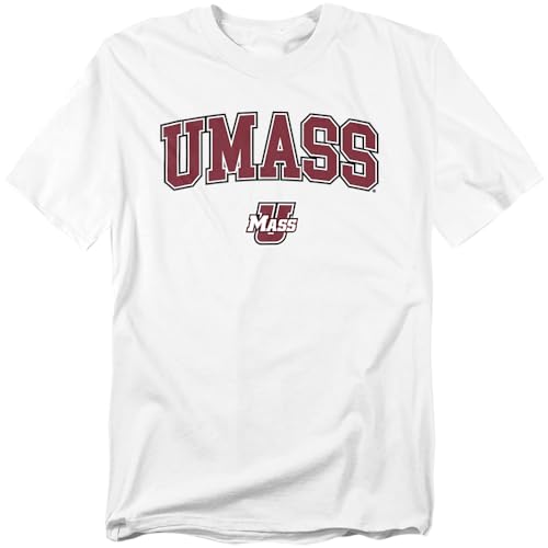 LOGOVISION University of Massachusetts Arch Logo Secondary Unisex Adult T Shirt White Large