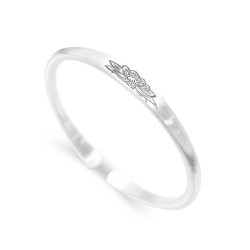 Jonc en argent StarGems® sculpté Lotus à porter au quotidien