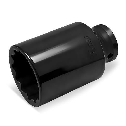 Sbulhia 36mm 12 Point Axle Nut Impact Socket, 1/2 Inch Drive Spindle Nut Socket for Removing Axle Shaft Nuts, Quick-Fit Deep Well Wheel Lock Removal Tool for Impact Wrenches