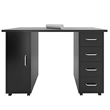 Double Edged Manicure Nail Table,Nail Table Station Desk with 4 Drawers,2 Storage Box,Spa Beauty Salon Nail Art Equipment Black
