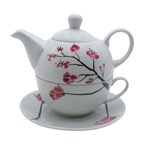 Tetera de porcelana, juego de té para uno Imagen de Tetera de porcelana, juego de té para uno