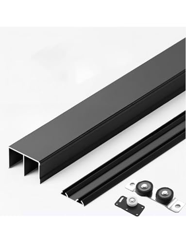 Kit de riel para puerta corredera con ruedas deslizantes silenciosas resistentes para un funcionamiento suave en armarios, graneros y puertas de cristal
