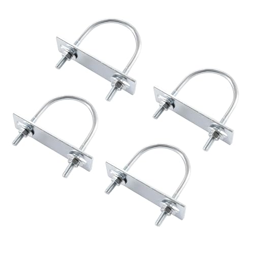 MACHSWON Round U-Bolt,4 Set Zinc Plated Alloy Steel M6 U Bolts 50mm(1.97") Inner Width 80mm Length with Nuts and Frame Plate for Automobiles Boat Trailer