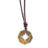 Greek Compass Men Necklace - Ancient Jewelry, Good Luck and Fortune, Guidance and Progression, Mens Gifts, Women Gift to Husband, Workers and Travelers, Best Friend Present, Patina Medallion