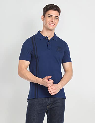 Image of U.S. POLO ASSN. Striped Slim Fit Polo T Shirts for Men - 100% Cotton, Half Sleeves Mens Tshirt