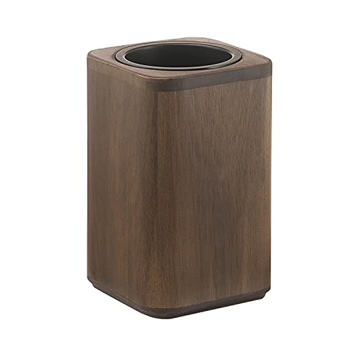 Gedy G-Dafne Porta spazzolini da Bagno Color Noce, Misure e Peso: 13X8X8 CM & 0,236 kg, Porta spazzolino in bambù, Acciaio, resine, Design R&S, 2 Anni di Garanzia