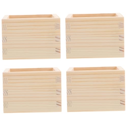 KICHOUSE Traditional Japanese Sake Cup Storage Box 4 Pack Wooden Sake Cup Holder for Sushi for Family Gatherings