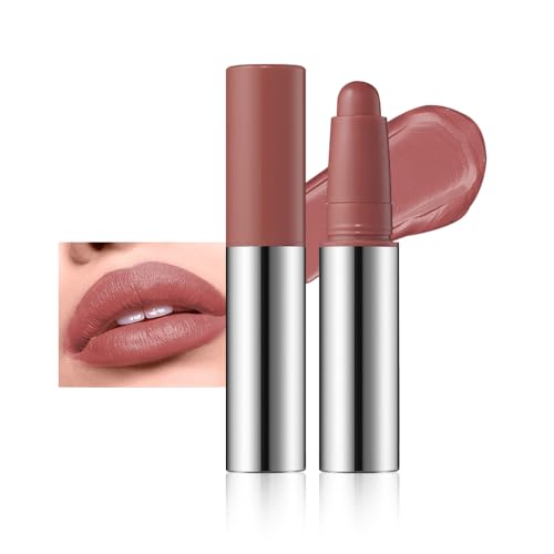 Image of Muted Nude Brown Matte Lipstick Crayon - Waterproof Long Lasting Lip Liner Pencil, High Pigment Creamy Velvet Lipstick, Non-Drying Lip Color for Women, 01#