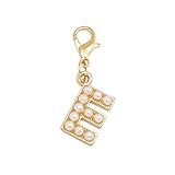 [B-TOPAZ] アルファベットチャーム アンブレラ マーカー イニシャル 目印 めじるし アクセサリー 傘 ペットボトル キーホルダー チャーム かわいい シリコンリング パール パーツ (アルファベットE×1個)