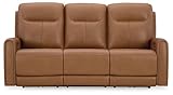 Signature Design by Ashley Tryanny Modern Power Reclining Sofa with USB Charging Ports, Light Brown