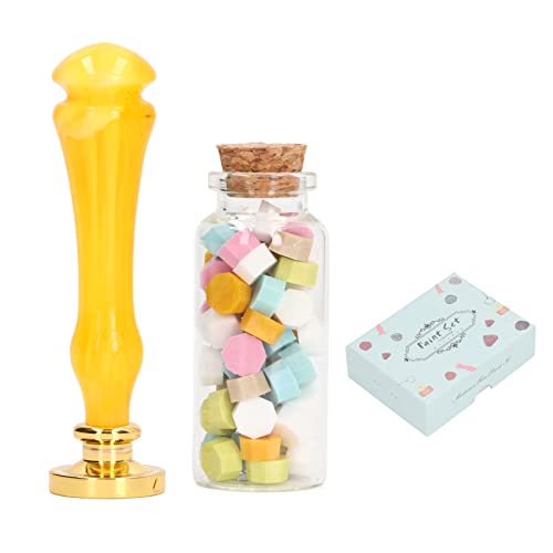 Omabeta Kit de Cera de Sellado Elegante Juego de Sellos de Cera a Prueba de Herrumbre con de Resina de Laca de Fuego para Decoraciones Artesanales de Boda sobre (Naranja brillante   Botella pequeña