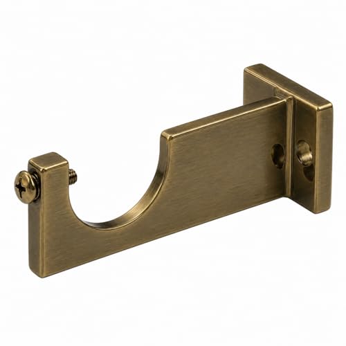 Image of Urban Elite Aluminum Curtain Rod Brackets - Heavy-Duty Wall Mount Clamps for Curtain Rod Support for Door and Window Curtain Rods with Screw and Wall Plug - Pack of 2PCS (EliteCurve) (Brass Antique)