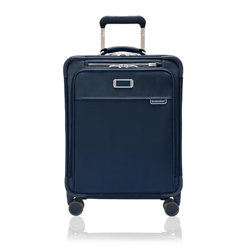 Briggs & Riley Global 21' Carry On Expandable Spinner - Luggage for International Travel, Suitcases with Wheels, Softside Rolling Bag for Men & Women, Self-Repairing Zipper - Baseline Collection, Navy
