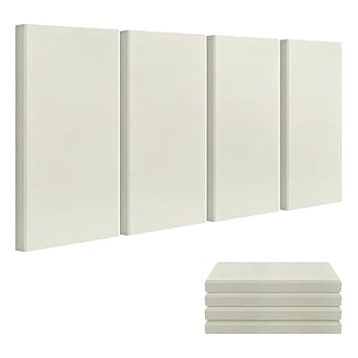 23.62" X 11.81" X 2" Fiberglass Wall Panel, 4 Pack Acoustic Panels, Acoustic Panels Sound Absorbing for Office, Studio, Home Theatre - Beige